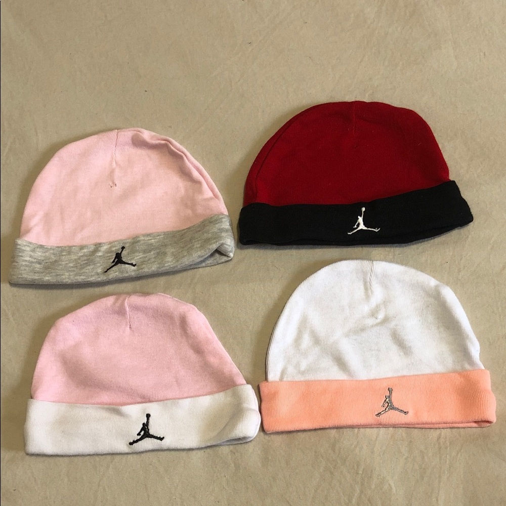 Jordan Kids Beanie Set in Pink, Red, White, Gray